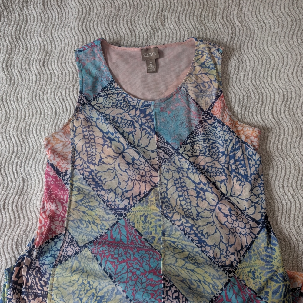 Chico's Multicolor Patchwork Irregular Hem Maxi D… - image 2